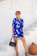 CONJUNTO FEMININO ALFAIATARIA ESTAMPADO SHORTS E CAMISA