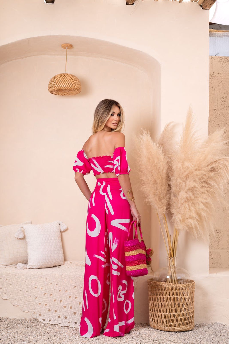 Conjunto calça e Cropped estampado – Coleção Holambra